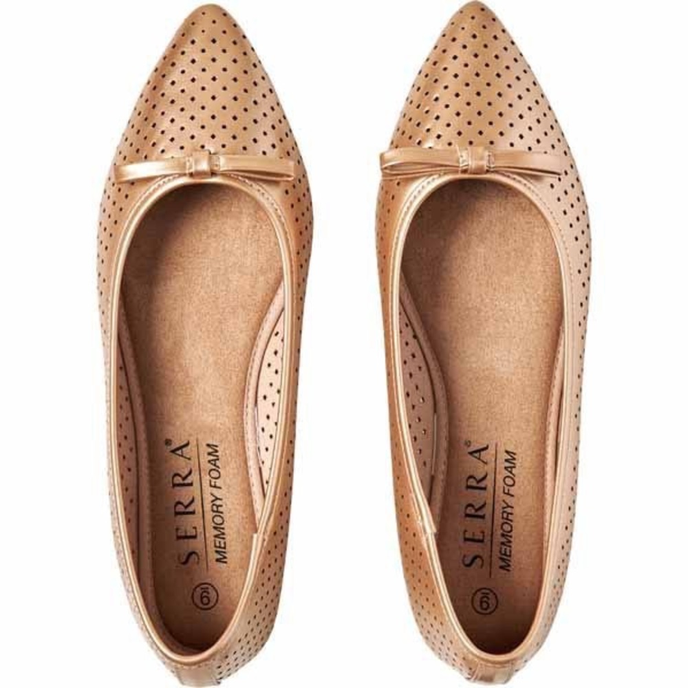 🆕 Gold Memory Foam Serra Pointed Toe Ladies' Flats Size 9